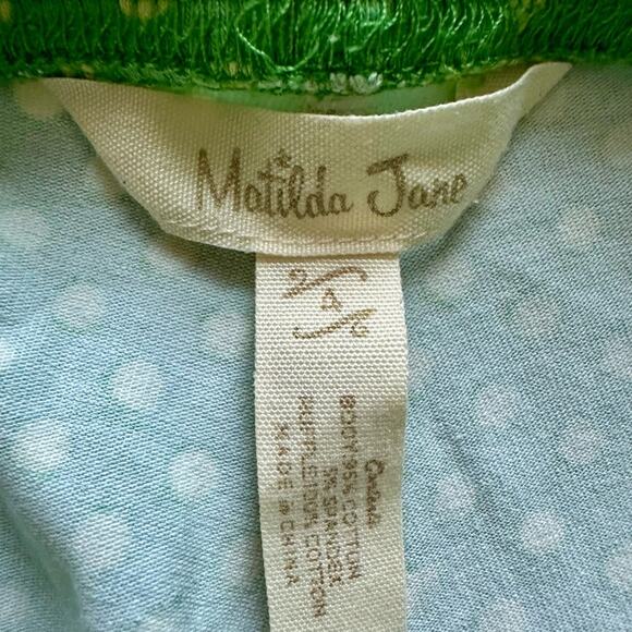 Matilda Jane Camp MJC Green Yellow Polka Dot Cross Country Shortie Knit Shorts 4 - Picture 5 of 5